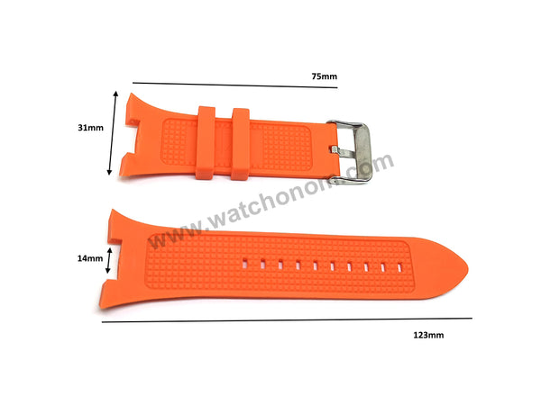 Armani Exchange AX1070 , AX1107 - Fits with 31mm Orange Rubber Silicone Replacement Watch Band Strap