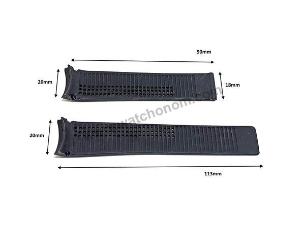 Fits / For Tag Heuer Carrera CV201* , CV111* , CAR215* , CAR211* , CAS211* , CAS215* , CV205* - 20mm Black Rubber FT6007 , FT6014 Replacement Watch Band Strap