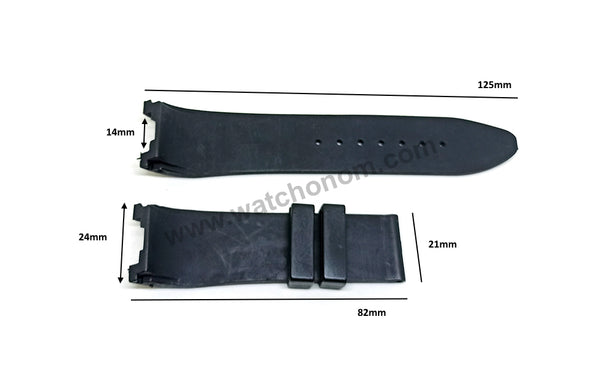 Fits/For Cerruti 1881 64641 - CT64641X103066 - 24mm Black Rubber/Silicone Replacement Watch Strap Band