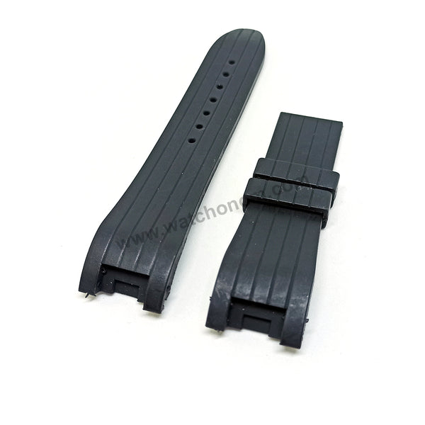 Fits/For Cerruti 1881 64641 - CT64641X103066 - 24mm Black Rubber/Silicone Replacement Watch Strap Band