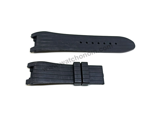 Fits/For Cerruti 1881 64641 - CT64641X103066 - 24mm Black Rubber/Silicone Replacement Watch Strap Band