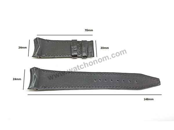 Seiko Astron 7X52-0AB0 - SAST009 , SAST011 , SBX009 , SBX011 Fits with 24mm Black Genuine Leather Curved end Replacement Watch Band Strap