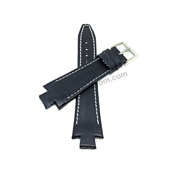 Lacoste 3500G , 3510C, 3510G , 3530C , 3530G fits with 18mm Handmade Black Genuine Leather Replacement Watch Band Strap