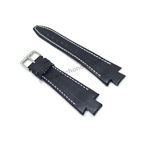Lacoste 3500G , 3510C, 3510G , 3530C , 3530G fits with 18mm Handmade Black Genuine Leather Replacement Watch Band Strap