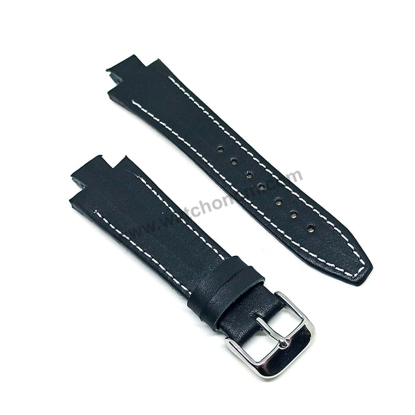 Lacoste 3500G , 3510C, 3510G , 3530C , 3530G fits with 18mm Handmade Black Genuine Leather Replacement Watch Band Strap