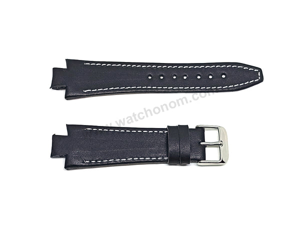Lacoste 3500G , 3510C, 3510G , 3530C , 3530G fits with 18mm Handmade Black Genuine Leather Replacement Watch Band Strap