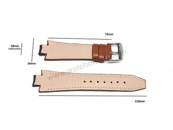 Lacoste 3500G , 3510C, 3510G , 3530C , 3530G fits with 18mm Handmade Light Brown / Tan Genuine Leather Replacement Watch Band Strap