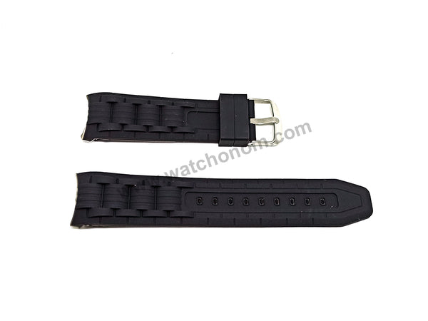 Guess Caliber W0864G2 fits with 24mm Black Rubber Soft Silicone Replacement Curved End Watch Band Strap