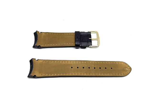Compatible for Aviator AVW9169G155 , AVW9169G182 - 22mm Black on Gray Leather Replacement Curved End Replacement Military Watch Band / Strap