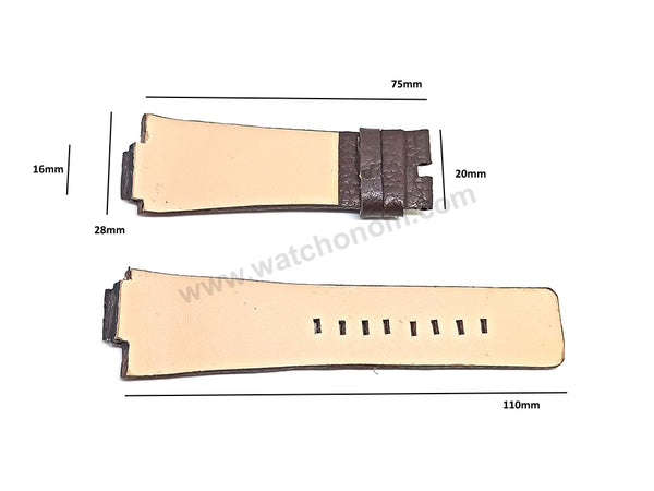 Diesel DZ1100 , DZ1101 Fits with 16mm Handmade Brown Genuine Leather Replacement Watch Band Strap