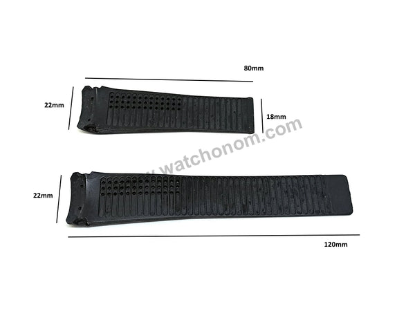Fits/For Tag Heuer Carrera CAR201* , WV301* , CV301* , CV7A1* , CV211* - 22mm Black Rubber FT6012 Replacement Watch Band Strap