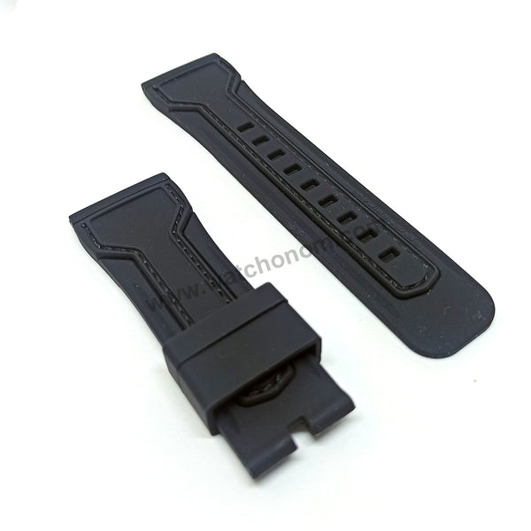 Fits / For Seven Friday M3 , P1 , P3 , S1 , S3 - 28mm Black Silicone/Rubber on Black Stitched Replacement Watch Band Strap