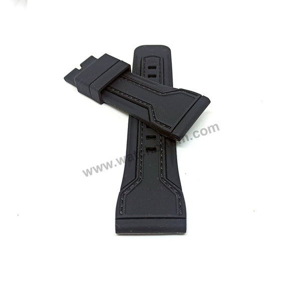 Fits / For Seven Friday M3 , P1 , P3 , S1 , S3 - 28mm Black Silicone/Rubber on Black Stitched Replacement Watch Band Strap