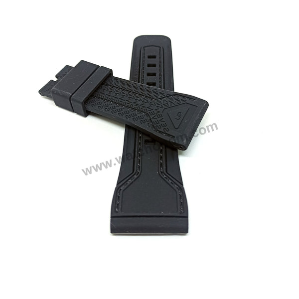 Fits / For Seven Friday M3 , P1 , P3 , S1 , S3 - 28mm Black Silicone/Rubber on Black Stitched Replacement Watch Band Strap