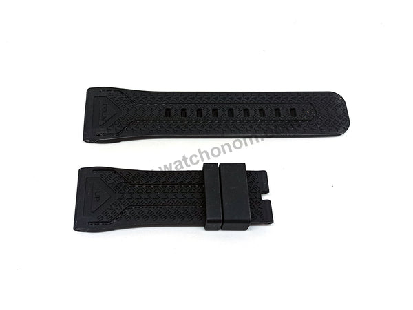 Fits / For Seven Friday M3 , P1 , P3 , S1 , S3 - 28mm Black Silicone/Rubber on Black Stitched Replacement Watch Band Strap