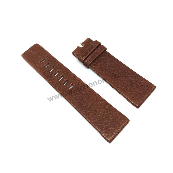 24mm Brown Thumbled Genuine Leather Handmade Watch Strap Band Fits with Diesel DZ1694 Shifter , DZ1946 D-48 , DZ4325 Overflow
