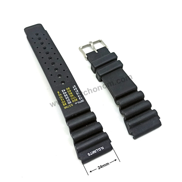 Citizen Promaster Aqualand C022-088034 , C022-088093 , C023-4-088051 , C520-S044898 , C520-S126231 - Fits with 24mm Black Rubber Silicone Replacement N.D. Limits , Diver's Watch Band Strap