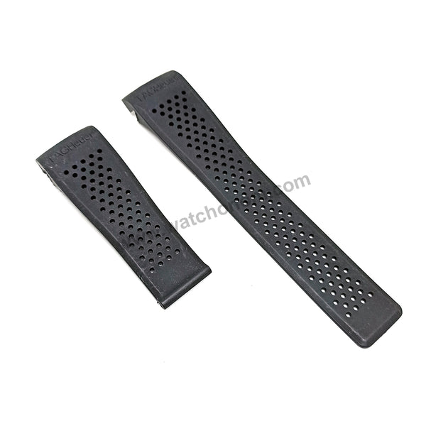 24mm Black Perforated Rubber Body Replacement Watch Strap Band Fits Tag Heuer