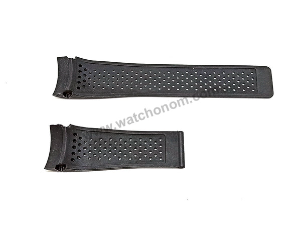 24mm Black Perforated Rubber Body Replacement Watch Strap Band Fits Tag Heuer