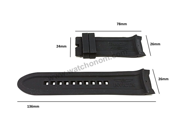 Fits/For Invicta Reserve 18703 , 18704 , 18705 , 18706 , 18709 , 18710 - 26mm Black Rubber/Silicone Replacement Watch Band Strap