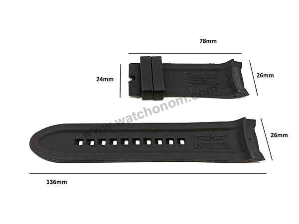 Fits/For Invicta Reserve 23559 , 23560 , 23561 , 23562 , 23563 , 23564 - 26mm Black Rubber/Silicone Replacement Watch Band Strap
