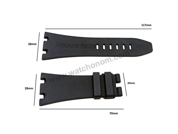 28mm Dark Gray Rubber Silicone Replacement Watch Band Strap Compatible with AP Audemars Piquet Royal Oak OFFSHORE