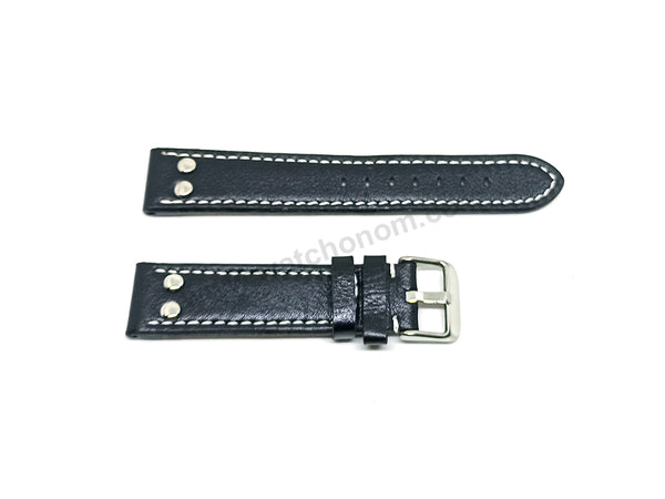 Fits/For TW Steel Canteen TW1001-1 - 20mm Black Rivet Genuine Leather Replacement Watch Band Strap