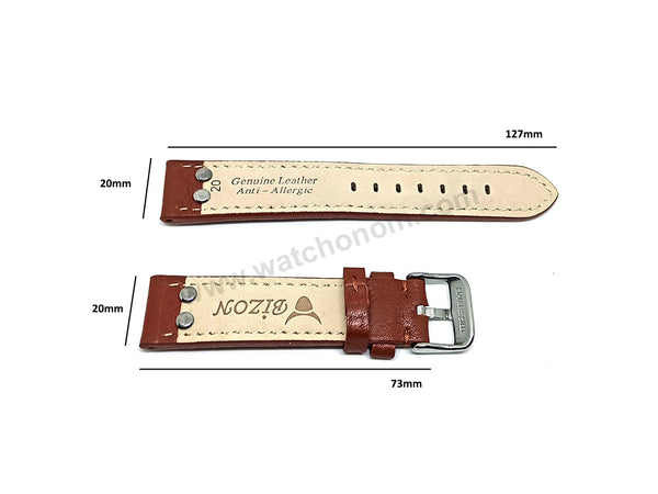 Fits/For Luminox , Aviator / Pilot - 20mm Brown Rivet Genuine Leather Replacement Watch Band Strap