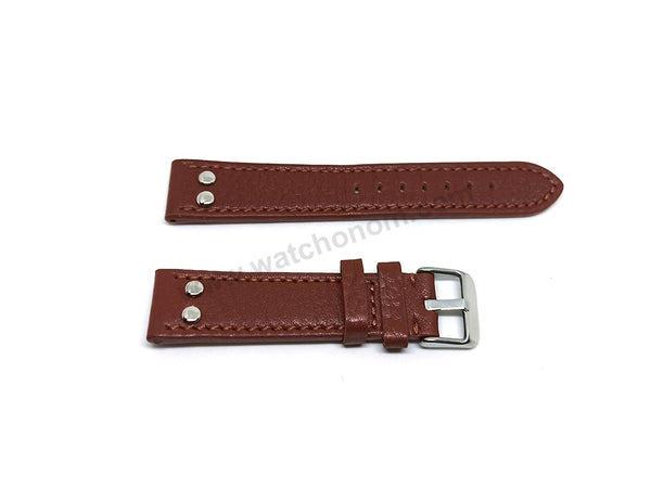Fits/For TW Steel Canteen TW1000-1 - 20mm Brown Rivet Genuine Leather Replacement Watch Band Strap