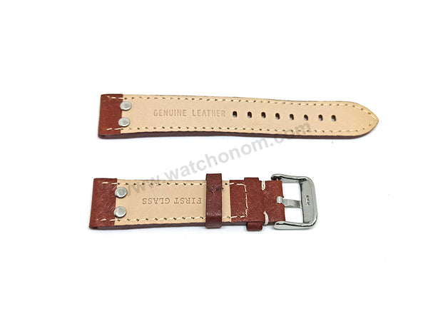 Fits/For TW Steel Canteen TW1000-1 - 20mm Brown Rivet Genuine Leather Replacement Watch Band Strap