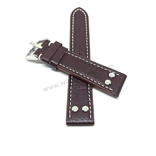 Fits/For TW Steel Canteen TW1000-1 - 20mm Brown Rivet Genuine Leather Replacement Watch Band Strap