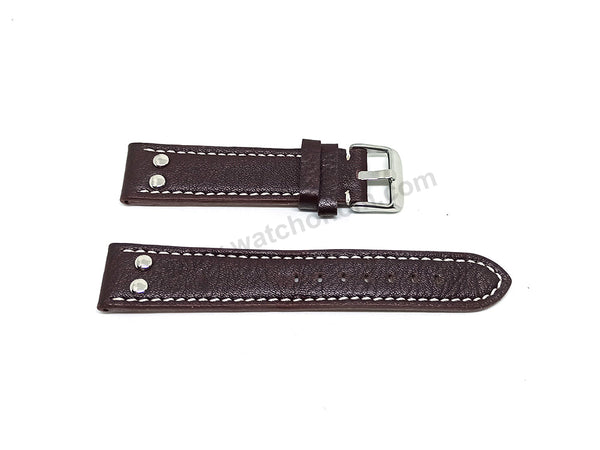 Fits/For Luminox , Aviator / Pilot - 20mm Brown Rivet Genuine Leather Replacement Watch Band Strap