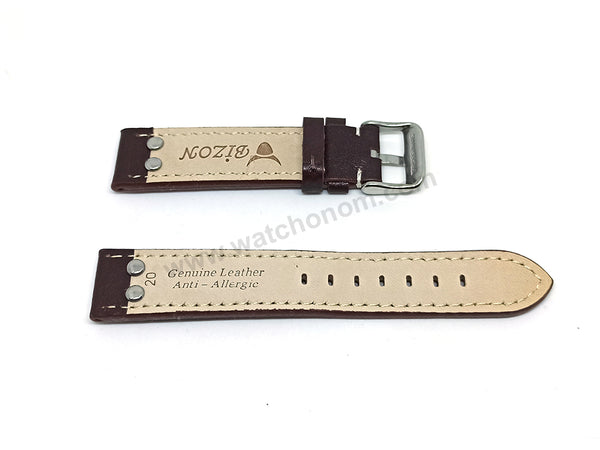 Fits/For TW Steel Canteen TW1000-1 - 20mm Brown Rivet Genuine Leather Replacement Watch Band Strap