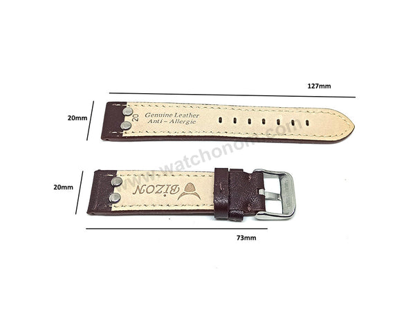 Fits/For Luminox , Aviator / Pilot - 20mm Brown Rivet Genuine Leather Replacement Watch Band Strap
