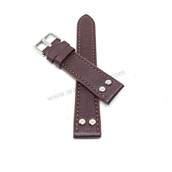 Fits/For TW Steel Canteen TW1000-1 - 20mm Brown Rivet Genuine Leather Replacement Watch Band Strap