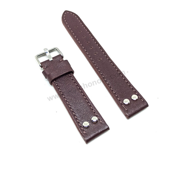 Fits/For Luminox , Aviator / Pilot - 20mm Brown Rivet Genuine Leather Replacement Watch Band Strap