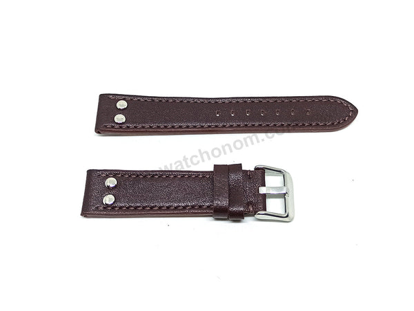 Fits/For Luminox , Aviator / Pilot - 20mm Brown Rivet Genuine Leather Replacement Watch Band Strap