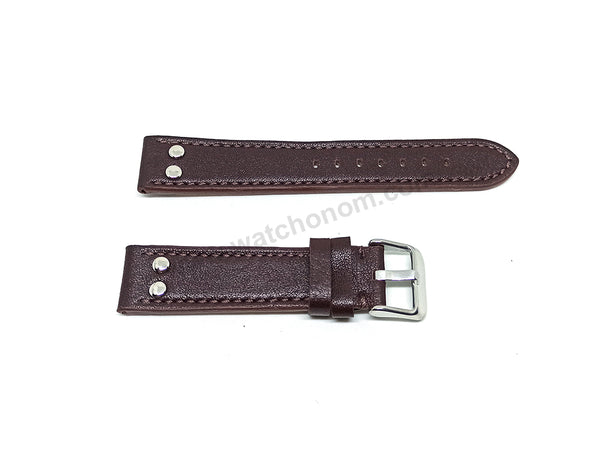 Fits/For TW Steel Canteen TW1000-1 - 20mm Brown Rivet Genuine Leather Replacement Watch Band Strap