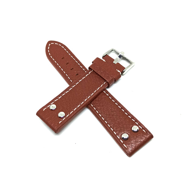 Fits/For TW Steel TW1 , CE7017 , TWA952 , TW1010-1 - 22mm Brown Rivet Genuine Leather Replacement Watch Band Strap