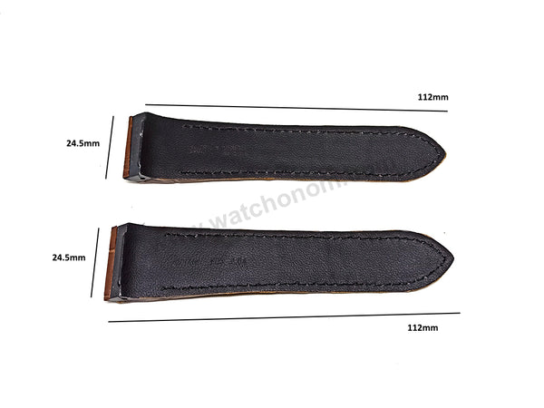 24.5mm Brown Genuine Leather Replacement Watch Strap Band Fits with Cartier Santos