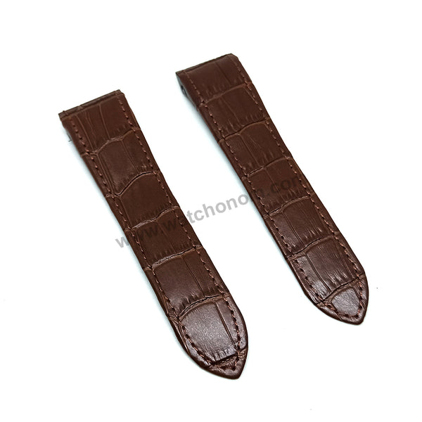 24.5mm Brown Genuine Leather Replacement Watch Strap Band Fits with Cartier Santos