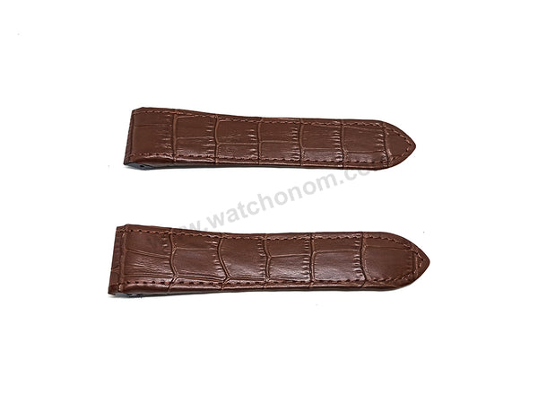 24.5mm Brown Genuine Leather Replacement Watch Strap Band Fits with Cartier Santos
