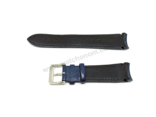 21mm Navy Blue Genuine Leather Watch Band Strap Compatible For Seiko Sportura Kinetic Perpetual 7D48-0AK0 - SNP064P1 , SNP064J1 , SNP064