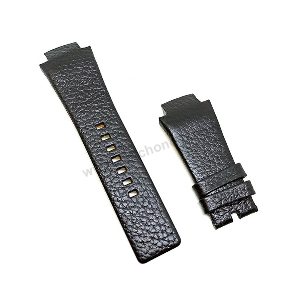 18mm Black Genuine Leather Replacement Watch Strap Band Fits with Diesel Cliffhanger DZ1089 , DZ1091 , DZ1186 , DZ1263 , DZ1299