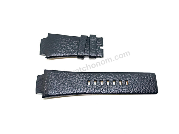 18mm Black Genuine Leather Replacement Watch Strap Band Fits with Diesel Cliffhanger DZ1089 , DZ1091 , DZ1186 , DZ1263 , DZ1299
