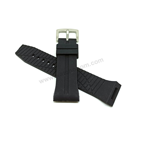 Fits/For Porsche Design WorldTimer P'6750 , P6750 - 26mm Black Silicone Rubber Replacement Watch Band Strap
