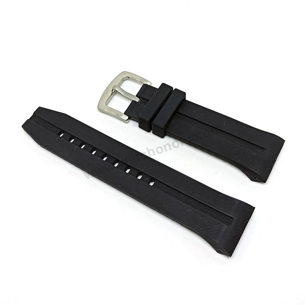 Fits/For Porsche Design WorldTimer P'6750 , P6750 - 26mm Black Silicone Rubber Replacement Watch Band Strap