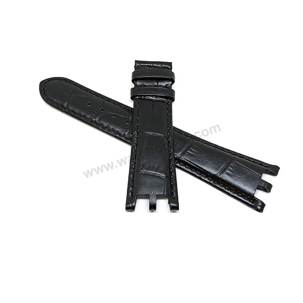 22mm Black Genuine Leather Watch Band Strap Compatible for Versace V-Race 29C , 29Q