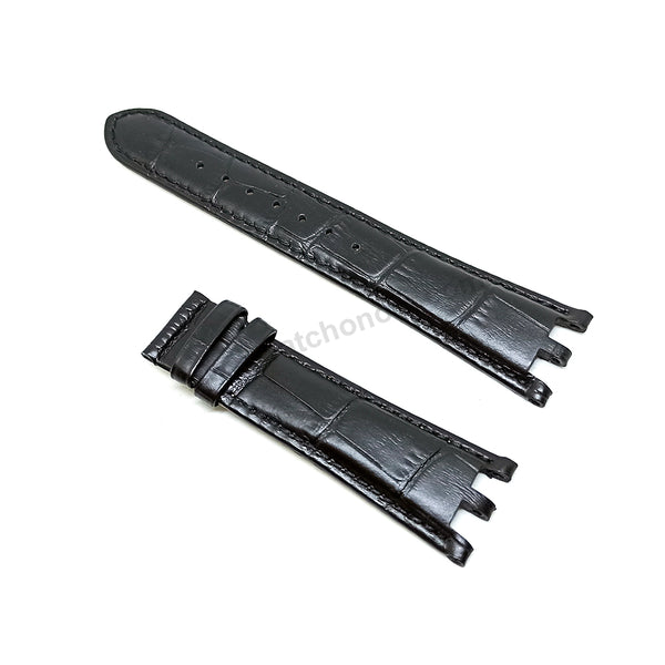 22mm Black Genuine Leather Watch Band Strap Compatible for Versace V-Race 29C , 29Q