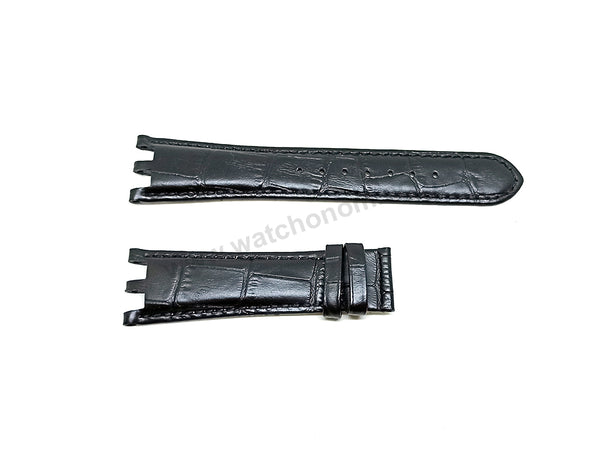 22mm Black Genuine Leather Watch Band Strap Compatible for Versace V-Race 29C , 29Q